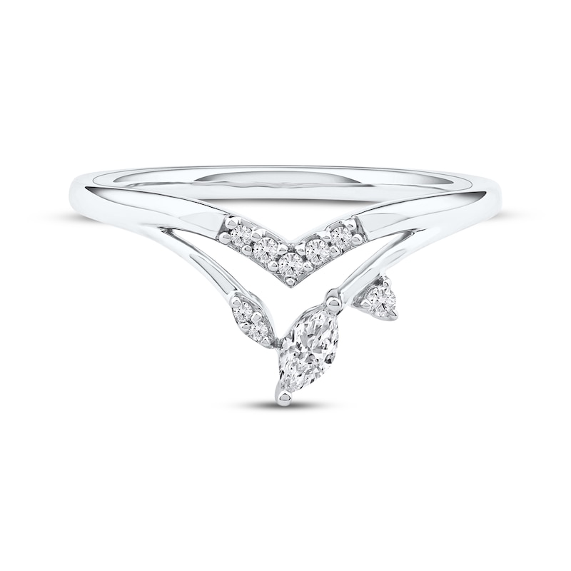 Main Image 3 of Now + Forever Marquise-Cut Diamond Chevron Split Shank Anniversary Ring 1/6 ct tw 10K White Gold