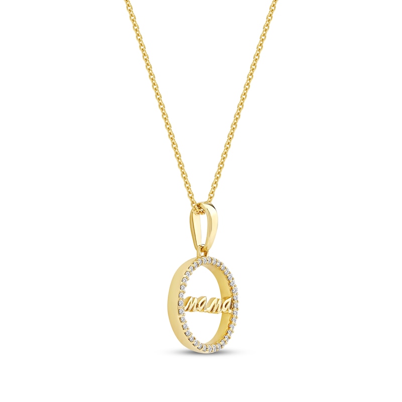 Main Image 2 of Diamond Circle &quot;Mama&quot; Necklace 1/10 ct tw 10K Yellow Gold 18&quot;