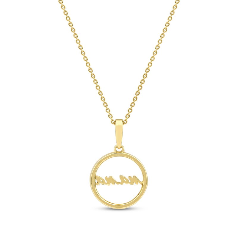 Main Image 3 of Diamond Circle &quot;Mama&quot; Necklace 1/10 ct tw 10K Yellow Gold 18&quot;