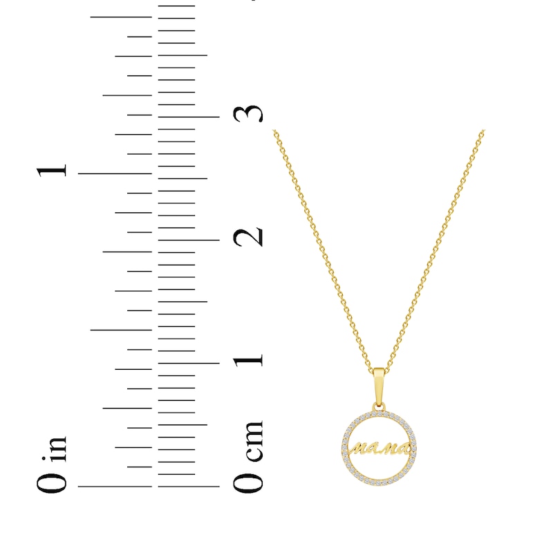Main Image 7 of Diamond Circle &quot;Mama&quot; Necklace 1/10 ct tw 10K Yellow Gold 18&quot;
