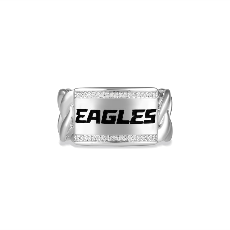 Main Image 1 of True Fans Philadelphia Eagles 1/10ct tw Diamond &quot;EAGLES&quot; Chain Ring Sterling Silver