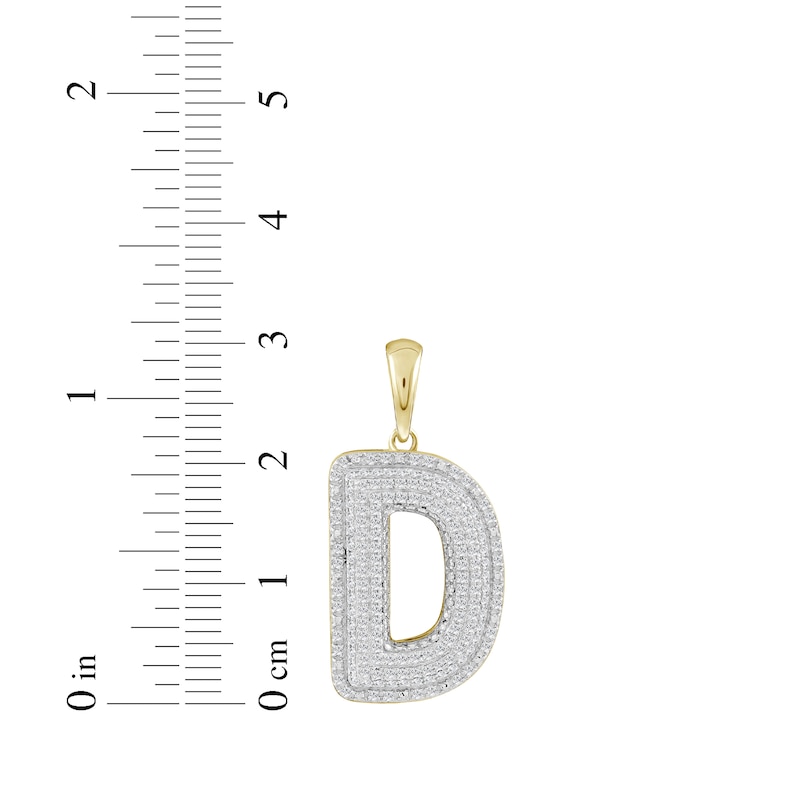 Main Image 3 of Diamond Puff Letter D Initial Charm 1/3 ct tw 10K Yellow Gold