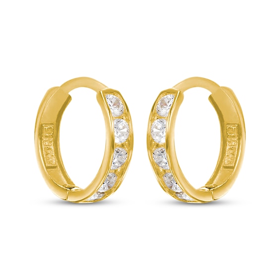 Children's Cubic Zirconia Huggie Hoop Earrings 14K Yellow Gold
