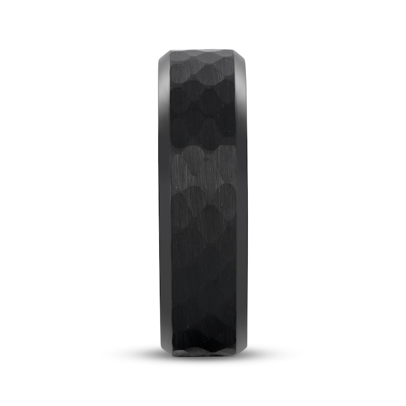 Main Image 2 of Now + Forever Men's Hammered Wedding Band Black Ion-Plated Tungsten Carbide 7mm