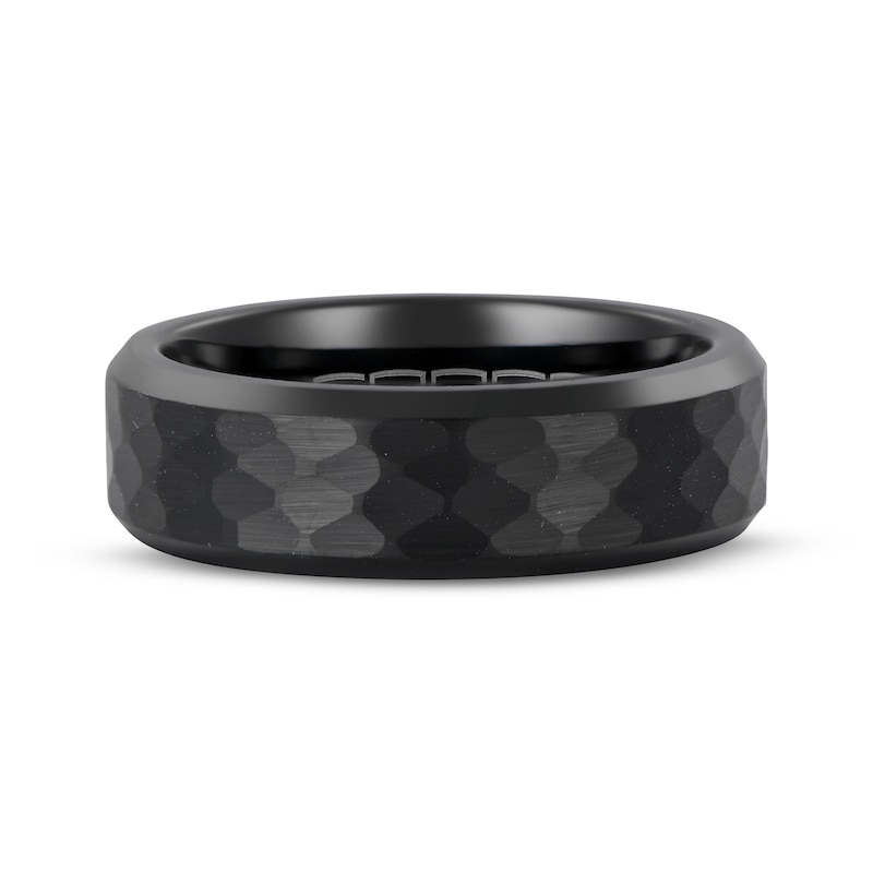 Main Image 3 of Now + Forever Men's Hammered Wedding Band Black Ion-Plated Tungsten Carbide 7mm