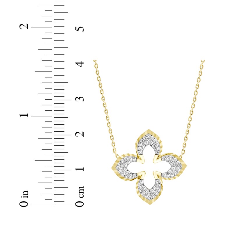 Main Image 3 of Diamond Flower Outline Necklace 1/5 ct tw 10K Yellow Gold