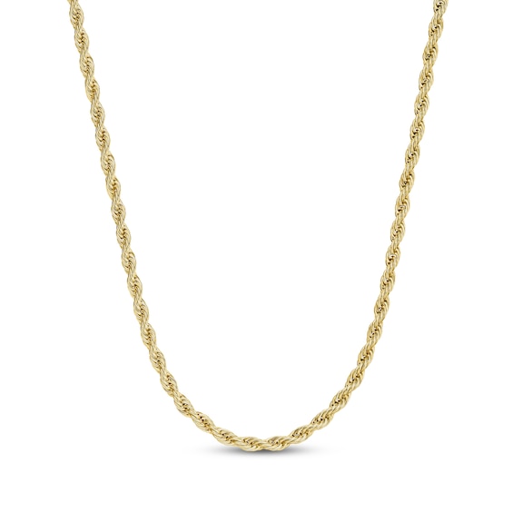 Rope Chain Necklace 6mm Yellow Ion-Plated Solid Stainless Steel 24"