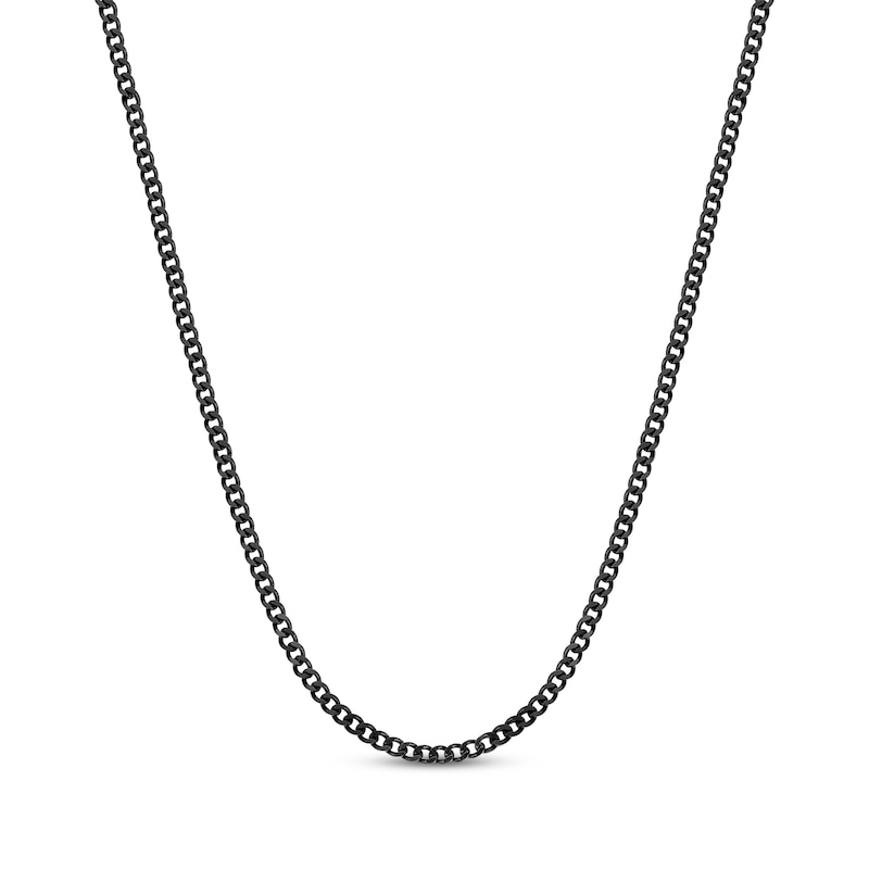 Main Image 1 of Curb Chain Necklace 4mm Black Ion-Plated Solid Stainless Steel 22&quot;