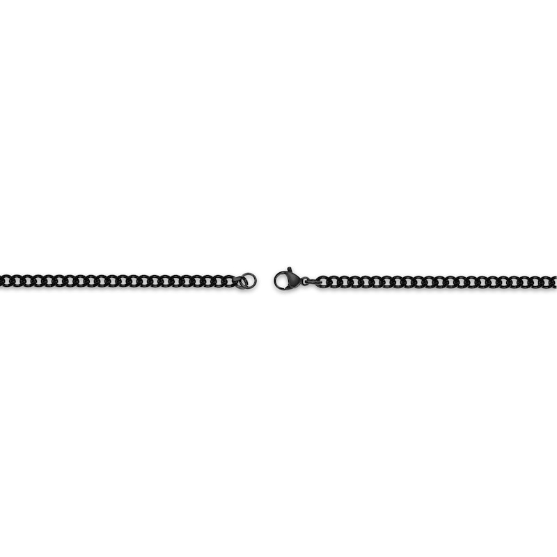Main Image 3 of Curb Chain Necklace 4mm Black Ion-Plated Solid Stainless Steel 22&quot;