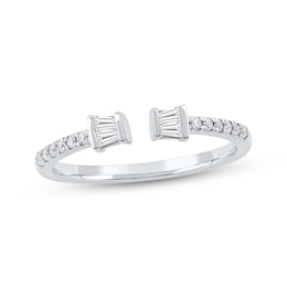 Baguette & Round-Cut Lab-Grown Diamond Deconstructed Ring 1/5 ct tw 10K White Gold