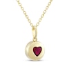 Thumbnail Image 2 of Heart-Shaped Lab-Created Ruby Bezel-Set Disc Necklace 10K Yellow Gold 18&quot;