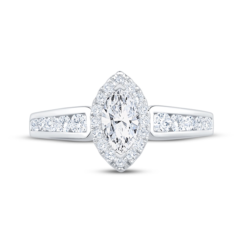 Main Image 3 of Now + Forever Marquise-Cut Diamond Halo Engagement Ring 1 ct tw 14K White Gold