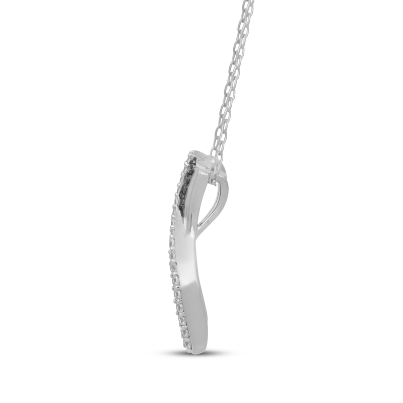 Main Image 2 of Black & White Diamond Curvy Crossover Necklace 1/4 ct tw Sterling Silver 18&quot;