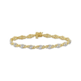 Diamond Oval Twist Link Bracelet 1/2 ct tw 10K Yellow Gold 7"