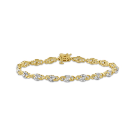 Diamond Oval Twist Link Bracelet 1/2 ct tw 10K Yellow Gold 7"