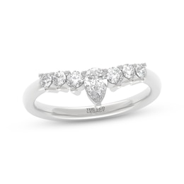 THE LEO Legacy Lab-Grown Diamond Pear-Shaped & Round-Cut Anniversary Ring 1/2 ct tw 14K White Gold