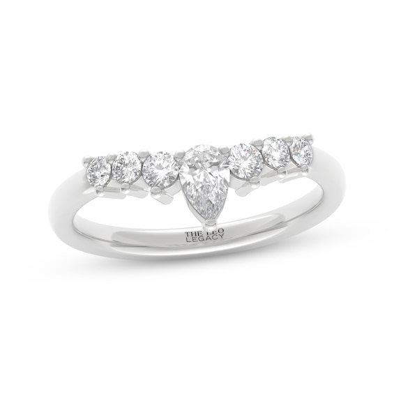 THE LEO Legacy Lab-Grown Diamond Pear-Shaped & Round-Cut Anniversary Ring 1/2 ct tw 14K White Gold