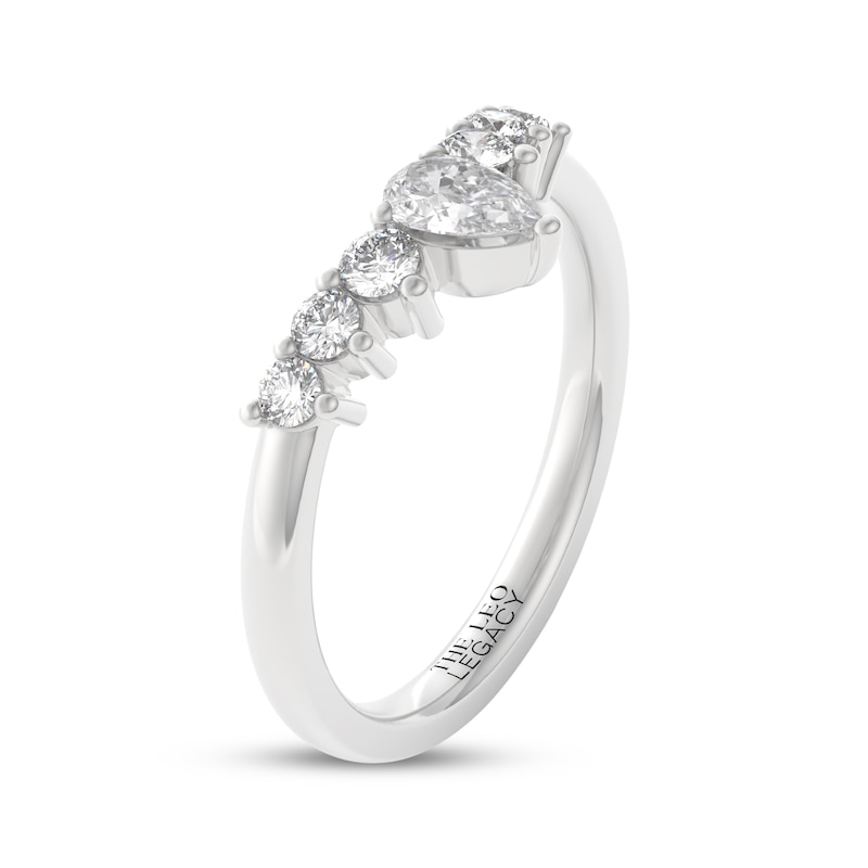 Main Image 2 of THE LEO Legacy Lab-Grown Diamond Pear-Shaped & Round-Cut Anniversary Ring 1/2 ct tw 14K White Gold