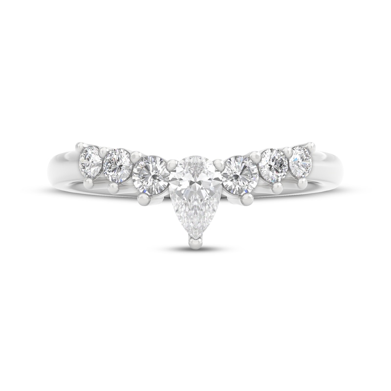 Main Image 3 of THE LEO Legacy Lab-Grown Diamond Pear-Shaped & Round-Cut Anniversary Ring 1/2 ct tw 14K White Gold