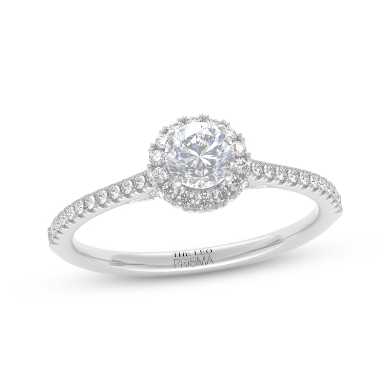 Main Image 1 of THE LEO Prisma Diamond Round-Cut Halo Engagement Ring 1/2 ct tw 14K White Gold