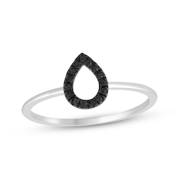 Black Diamond Open Teardrop Fashion Ring 1/20 ct tw Sterling Silver