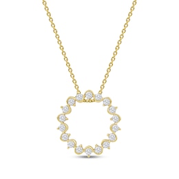 Diamond Squiggle Circle Necklace 1/3 ct tw 10K Yellow Gold 18"
