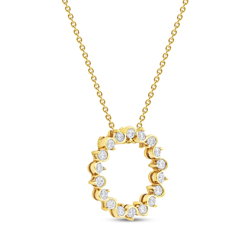Main Image 2 of Diamond Squiggle Circle Necklace 1/3 ct tw 10K Yellow Gold 18&quot;