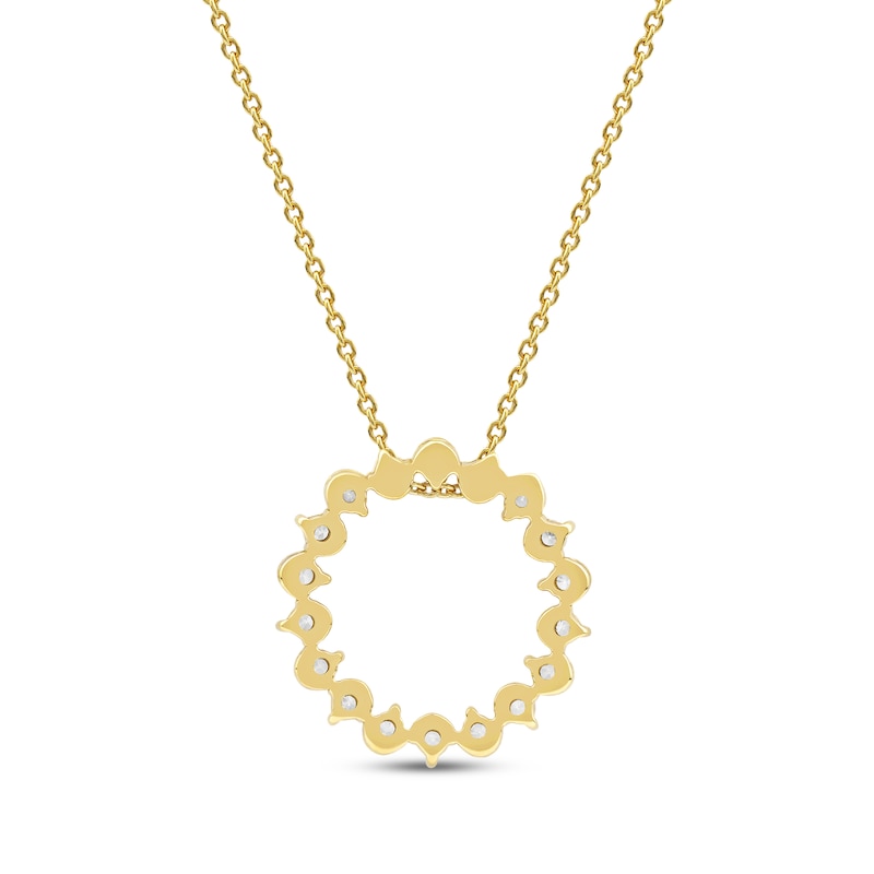 Main Image 3 of Diamond Squiggle Circle Necklace 1/3 ct tw 10K Yellow Gold 18&quot;
