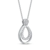 Thumbnail Image 2 of Diamond Double Open Teardrop Necklace 1/10 ct tw 10K White Gold 18"
