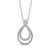 Thumbnail Image 3 of Diamond Double Open Teardrop Necklace 1/10 ct tw 10K White Gold 18"