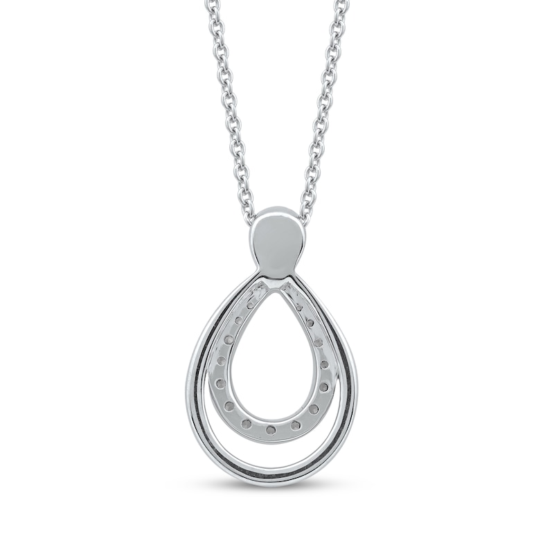 Main Image 3 of Diamond Double Open Teardrop Necklace 1/10 ct tw 10K White Gold 18"