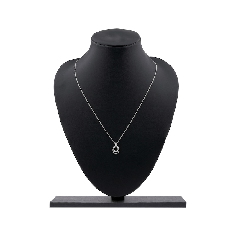 Main Image 6 of Diamond Double Open Teardrop Necklace 1/10 ct tw 10K White Gold 18"