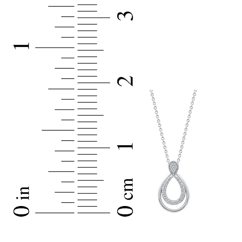 Main Image 7 of Diamond Double Open Teardrop Necklace 1/10 ct tw 10K White Gold 18"