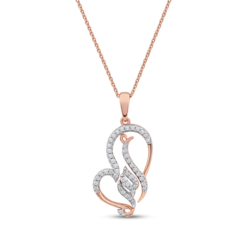 Main Image 1 of Arabic &quot;Grandma&quot; Diamond Tilted Heart Necklace 1/5 ct tw 10K Rose Gold 18&quot;