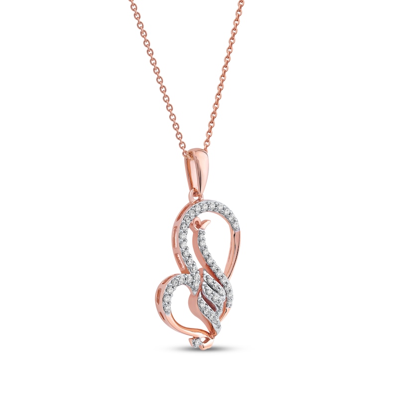 Main Image 2 of Arabic &quot;Grandma&quot; Diamond Tilted Heart Necklace 1/5 ct tw 10K Rose Gold 18&quot;