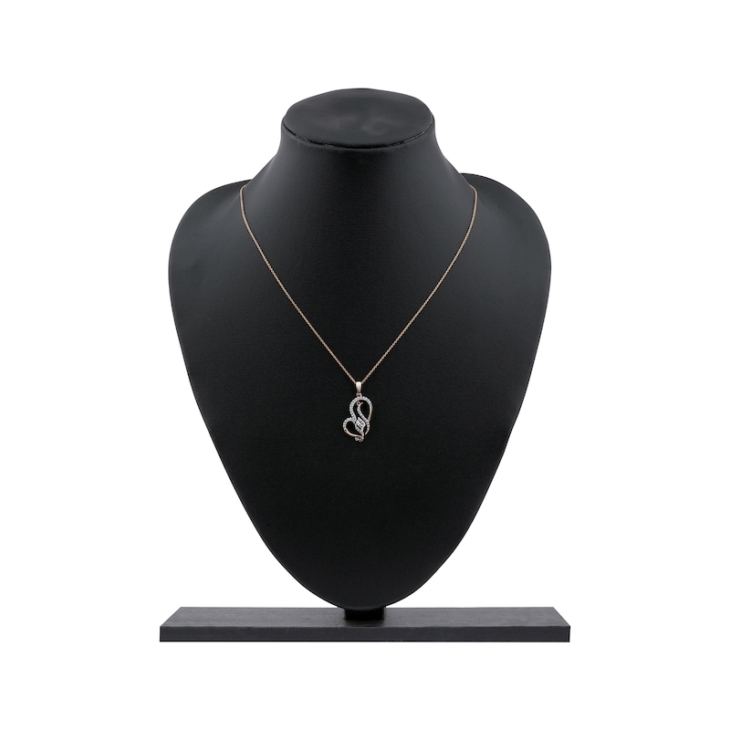 Main Image 5 of Arabic "Grandma" Diamond Tilted Heart Necklace 1/5 ct tw 10K Rose Gold 18"