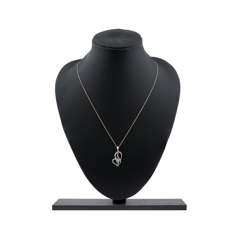 Main Image 6 of Arabic "Grandma" Diamond Tilted Heart Necklace 1/5 ct tw 10K Rose Gold 18"