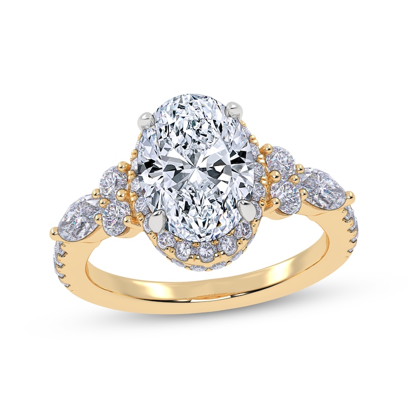 Main Image 1 of Now + Forever Oval-Cut Lab-Grown Diamond Halo Engagement Ring 2-3/4 ct tw 14K Yellow Gold