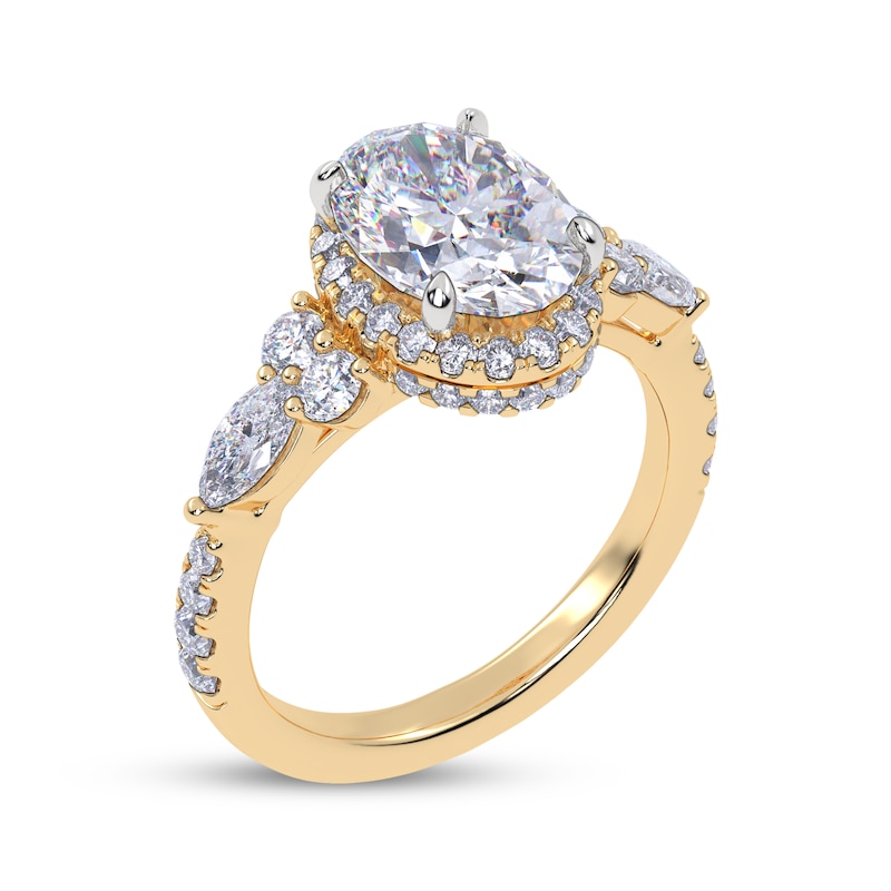 Main Image 2 of Now + Forever Oval-Cut Lab-Grown Diamond Halo Engagement Ring 2-3/4 ct tw 14K Yellow Gold