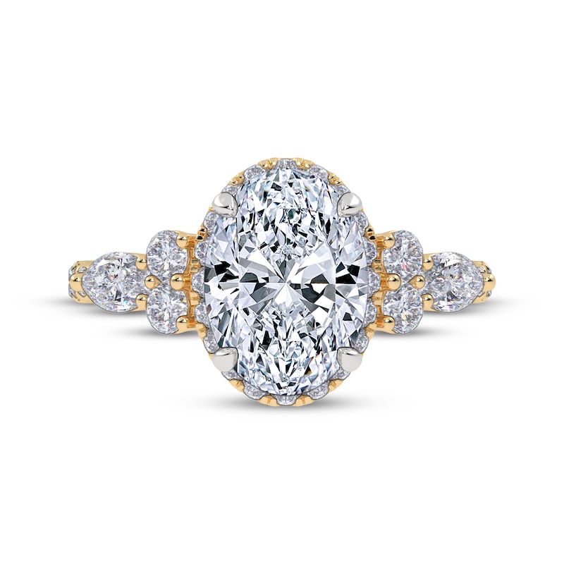 Main Image 3 of Now + Forever Oval-Cut Lab-Grown Diamond Halo Engagement Ring 2-3/4 ct tw 14K Yellow Gold