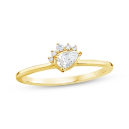 Pear-Shaped Lab-Grown Diamond Half-Halo Fashion Ring 1/4 ct tw 10K Yellow Gold