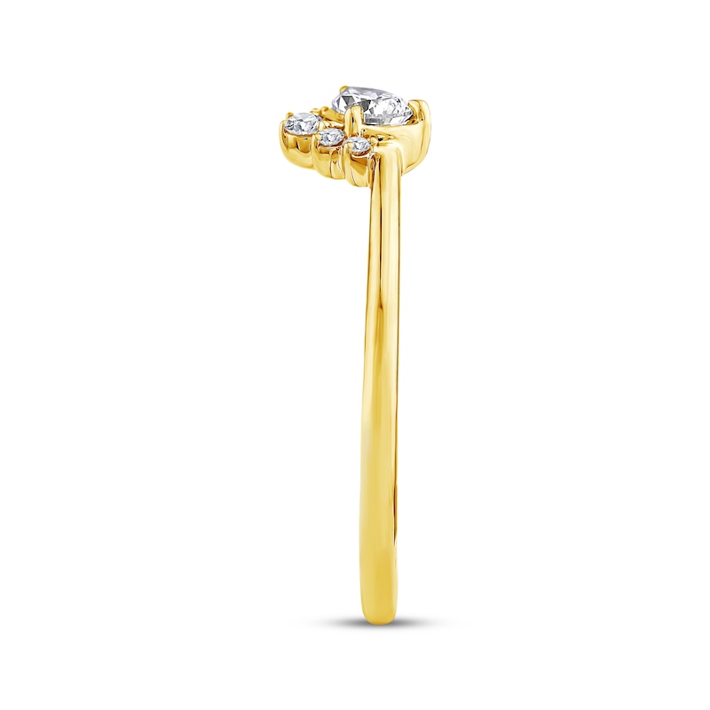 Main Image 2 of Pear-Shaped Lab-Grown Diamond Half-Halo Fashion Ring 1/4 ct tw 10K Yellow Gold