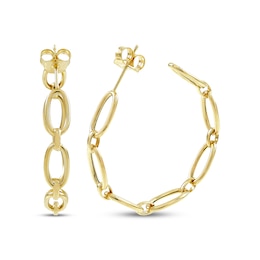 Paperclip Hoop Earrings 10K Yellow Gold 25mm