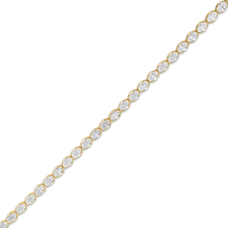 Main Image 2 of Oval-Cut Lab-Grown Diamond East-West Tennis Bracelet 13 ct tw 10K Yellow Gold 7"