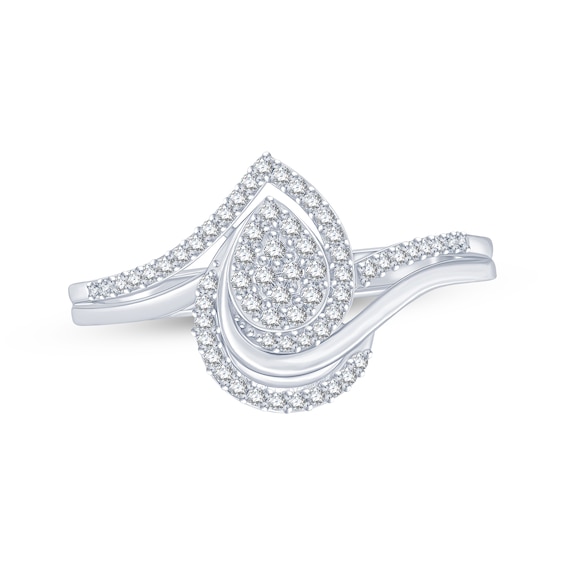 Multi-Diamond Pear-Shaped Bypass Fashion Ring 1/5 ct tw Sterling Silver