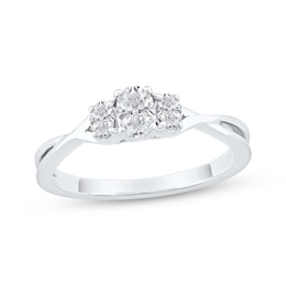 Memories Moments Magic Oval-Cut Diamond Three-Stone Engagement Ring 1/2 ct tw 10K White Gold