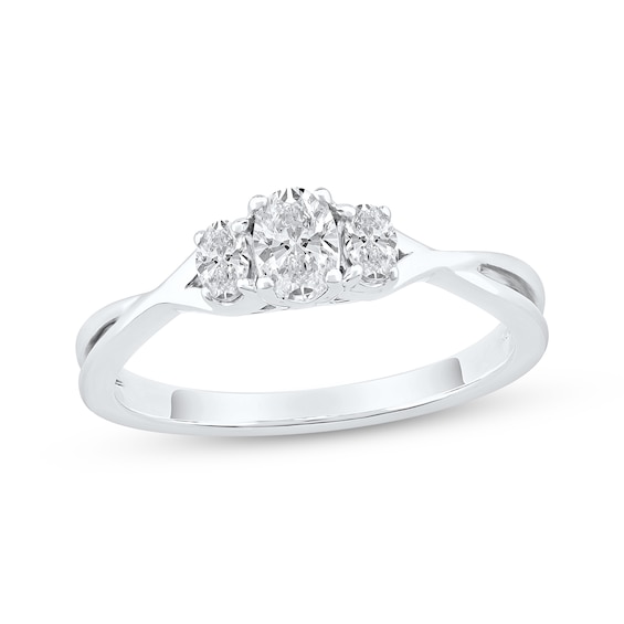 Memories Moments Magic Oval-Cut Diamond Three-Stone Engagement Ring 1/2 ct tw 10K White Gold