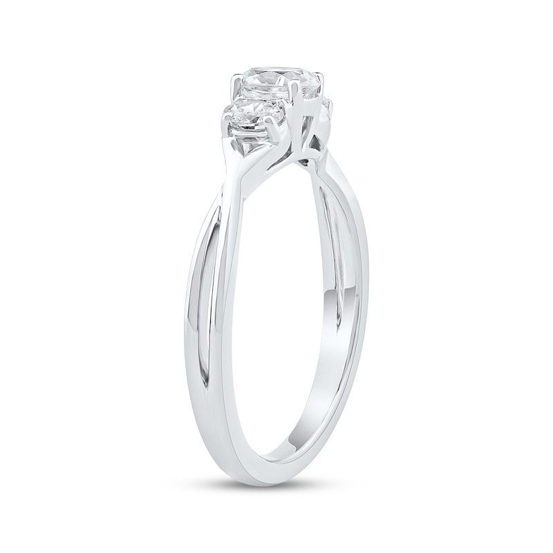 Main Image 2 of Memories Moments Magic Oval-Cut Diamond Three-Stone Engagement Ring 1/2 ct tw 10K White Gold