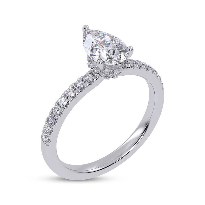 Main Image 2 of Now + Forever Lab-Grown Diamonds Pear-Shaped Hidden Halo Engagement Ring 1 ct tw 14K White Gold
