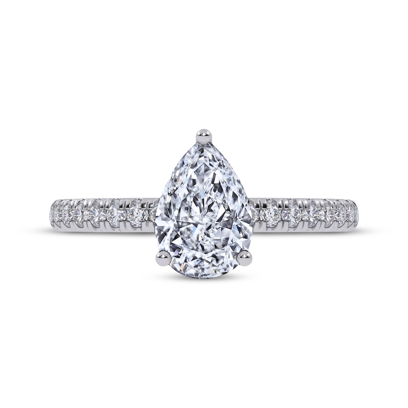 Main Image 3 of Now + Forever Lab-Grown Diamonds Pear-Shaped Hidden Halo Engagement Ring 1 ct tw 14K White Gold